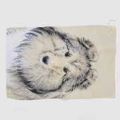 シェットランド・シープドッグの絵画-かわいい元の犬の芸術 ゴルフタオル (横)
