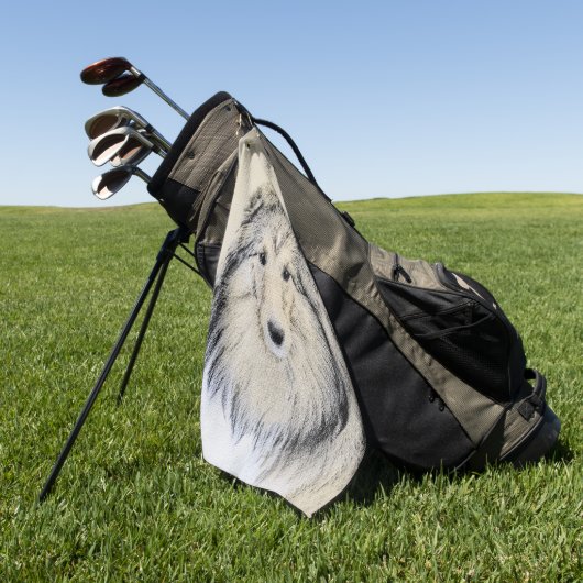 シェットランド・シープドッグの絵画-かわいい元の犬の芸術 ゴルフタオル (グリーン)