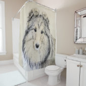 シェットランド・シープドッグの絵画-かわいい元の犬の芸術 シャワーカーテン (インサイチュ)