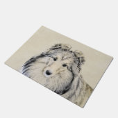 シェットランド・シープドッグの絵画-かわいい元の犬の芸術 ドアマット (アングル)