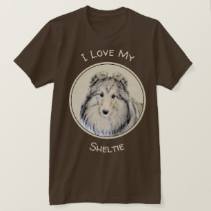 シェットランド・シープドッグの絵画-かわいい元の犬の芸術 Tシャツ