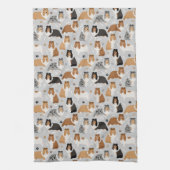 シェットランド・ シープドッグの骨と前足のキッチンタオル キッチンタオル (縦)