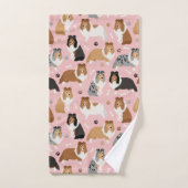 シェットランド・ シープドッグの骨と前足のバスタオルセット バスタオルセット (ハンドタオル)