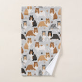 シェットランド・ シープドッグの骨と前足のバスタオルセット バスタオルセット (ハンドタオル)