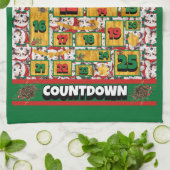 シェットランド・ シープドッグカウントダウンクリスマスアドベントカレンダードッグ キッチンタオル (折り畳み)