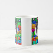 シェットランド・ シープドッグクリスマスオープンギフトバイブラック コーヒーマグカップ (中央)