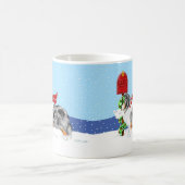 シェットランド・ シープドッグクリスマスメールブルーメルル コーヒーマグカップ (中央)
