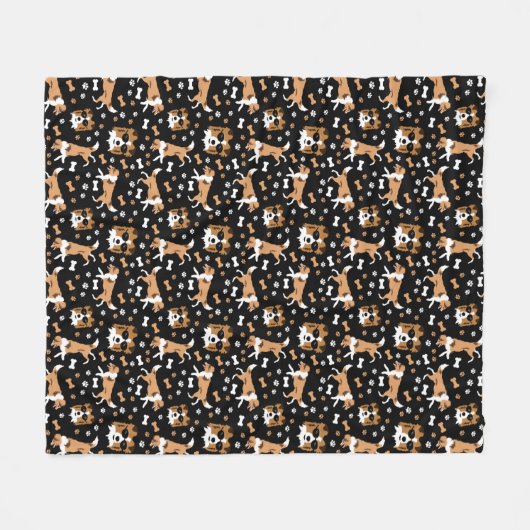 シェットランド・ シープドッグシェットランドシェプドッグ可愛い犬のポープリント逃亡 フリースブランケット (正面(横))