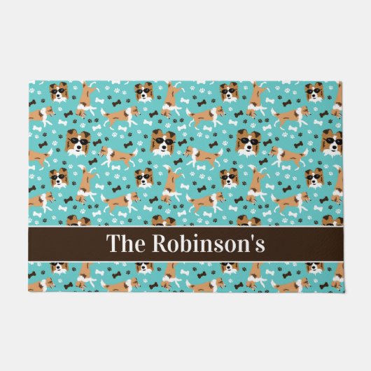 シェットランド・ シープドッグシェトランドシェプドッグコリーパーソナライズされた ドアマット (正面)