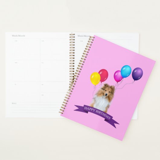 シェットランド・ シープドッグシェトランドシェプドッグハッピーバースデー抱き枕 プランナー手帳 (ディスプレー)