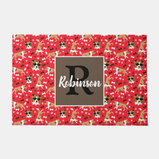 シェットランド・ シープドッグシェトランドシェプドッグモノグラム姓 ドアマット