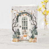 シェットランド・ シープドッグトリックハロウィーン カード (黄色い花)