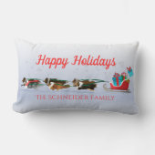 シェットランド・ シープドッグドッグズプルスリー、雪の休日 ランバークッション (正面)