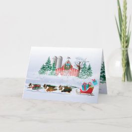 シェットランド・ シープドッグドッグブラウン、黒とグレー、引くそり シーズンカード