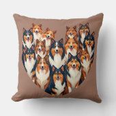 シェットランド・ シープドッグハートイラストレーションキュートシェットランドシェプドッグ クッション (正面)