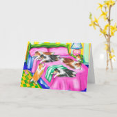 シェットランド・ シープドッグピンク心地よい カード (黄色い花)