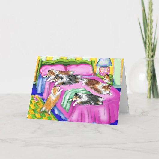 シェットランド・ シープドッグピンク心地よい カード (正面)