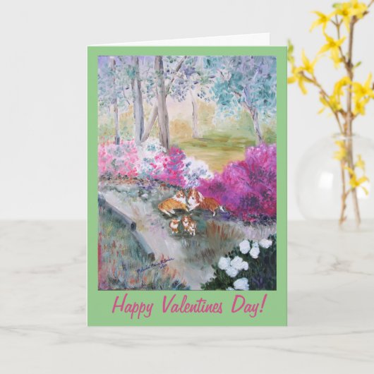 シェットランド・ シープドッグファミリーバレンタイングカード カード (黄色い花)