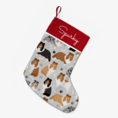 シェットランド・ シープドッグボーンズアンドポーズスモールクリスマスストッキング スモールクリスマスストッキング (正面 (吊り時))