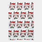 シェットランド・ シープドッグ犬がクリスマススターを育てる キッチンタオル (縦)