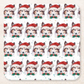 シェットランド・ シープドッグ犬がクリスマススターを育てる スクエアペーパーコースター (正面)