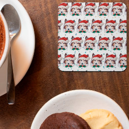 シェットランド・ シープドッグ犬がクリスマススターを育てる スクエアペーパーコースター