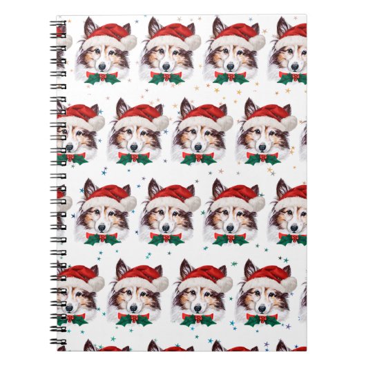 シェットランド・ シープドッグ犬がクリスマススターを育てる ノートブック (正面)