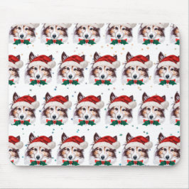 シェットランド・ シープドッグ犬がクリスマススターを育てる マウスパッド