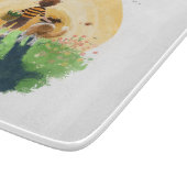 シェットランド・ シープドッグ犬と少年が夕日に入る カッティングボード (角)