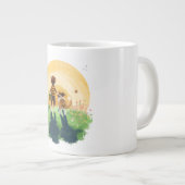 シェットランド・ シープドッグ犬と少年が夕日に入る ジャンボコーヒーマグカップ (正面右)
