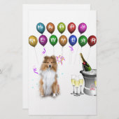 シェットランド・ シープドッグ犬ハッピーニューイヤー 便箋 (正面/裏面)