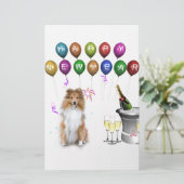 シェットランド・ シープドッグ犬ハッピーニューイヤー 便箋 (スタンド正面)