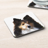 シェットランド・ シープドッグ絵を描ドッグのスケッチ コースター (左側)