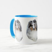 シェットランド・シープドッグ(シェットランド・シープドッグ)の青いmerleの頭部のマグ マグカップ (正面左)