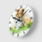 シェットランド・シープドッグ/シェットランド・シープドッグ ラウンド壁時計 (傾斜)