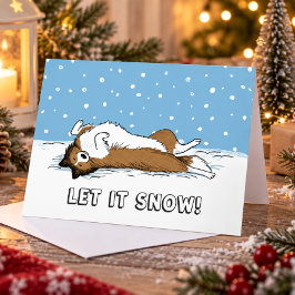 シェットランド・シープドッグ シェルティー 雪だよ 犬のホリデー シーズンカード