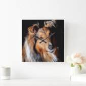 シェットランド・ シープドッグ スクエア壁時計 (ホーム)