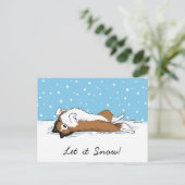 シェットランド・シープドッグ スノー・ドッグ - シェルティー ホリデー シーズンポストカード (スタンド正面)