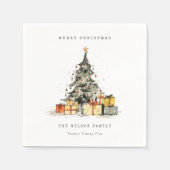 シェティモダンーホリデークリスマスツリーの水色 スタンダードカクテルナプキン (正面)
