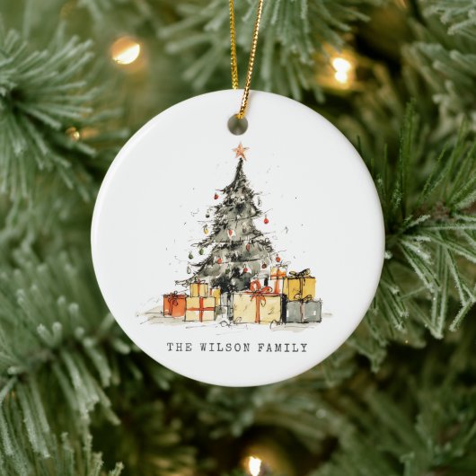 シェティモダンーホリデークリスマスツリーの水色 セラミックオーナメント (ツリー)