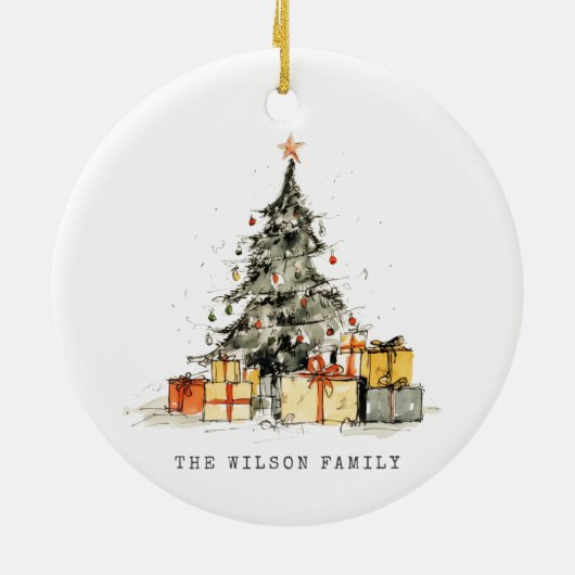 シェティモダンーホリデークリスマスツリーの水色 セラミックオーナメント (裏面)