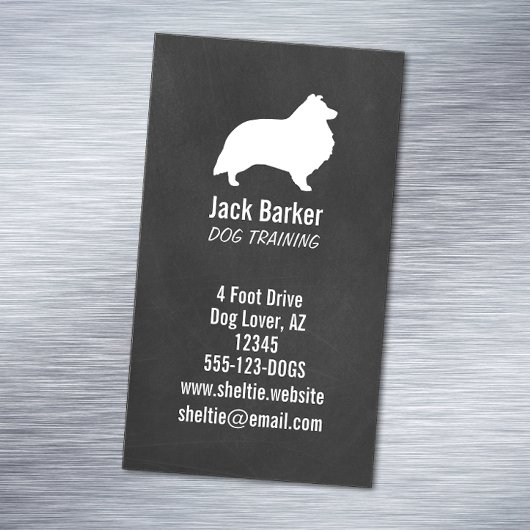 シェトランドシェプドッグシルエットシャルボードスタイル マグネット名刺