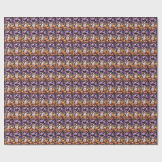 シェトランドシェプドッグ不気味ハロウィンウィッチカボチャ ラッピングペーパー (フラット)