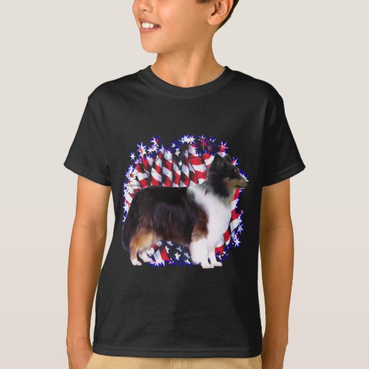シェトランドシェプドッグ愛国者 Tシャツ (正面)