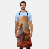 シェトランドシェプドッグ紅葉秋インスパイア エプロン (着用した状態)