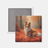 シェトランドシェプドッグ紅葉秋インスパイア マグネット (正面/裏面)