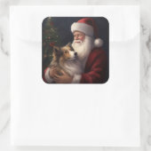 シェトランドシープドッグサンタクロースフェスティバルクリスマス スクエアシール (バッグ)