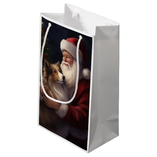 シェトランドシープドッグサンタクロースフェスティバルクリスマス スモールペーパーバッグ (裏面アングル)
