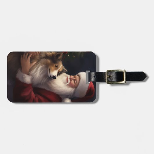 シェトランドシープドッグサンタクロースフェスティバルクリスマス ラゲッジタグ (正面横)