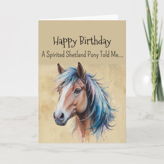 シェトランドポニーのような性格の人へ 誕生日おめでとう 馬 カード (正面)